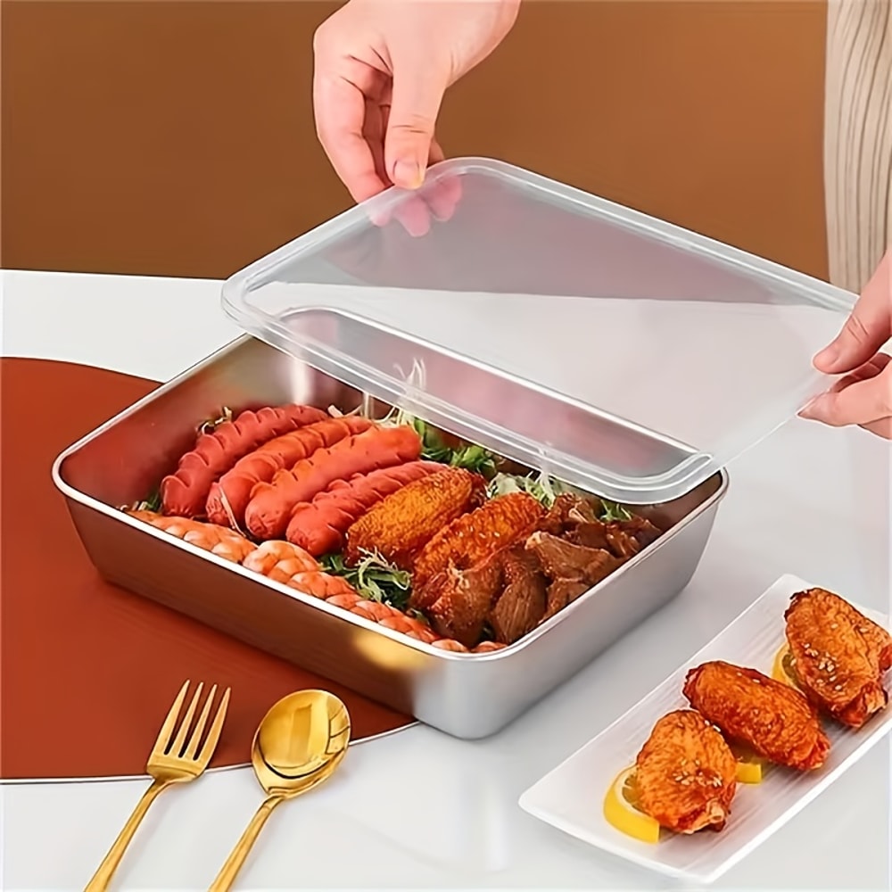 Stainless Steel Baking Storage Box Stackable Container For Cookies Bread Cakes Meal Prep 4
