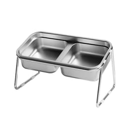 stainless steel anti-tip pet food & water bowl for cats & dogs double grain bowls