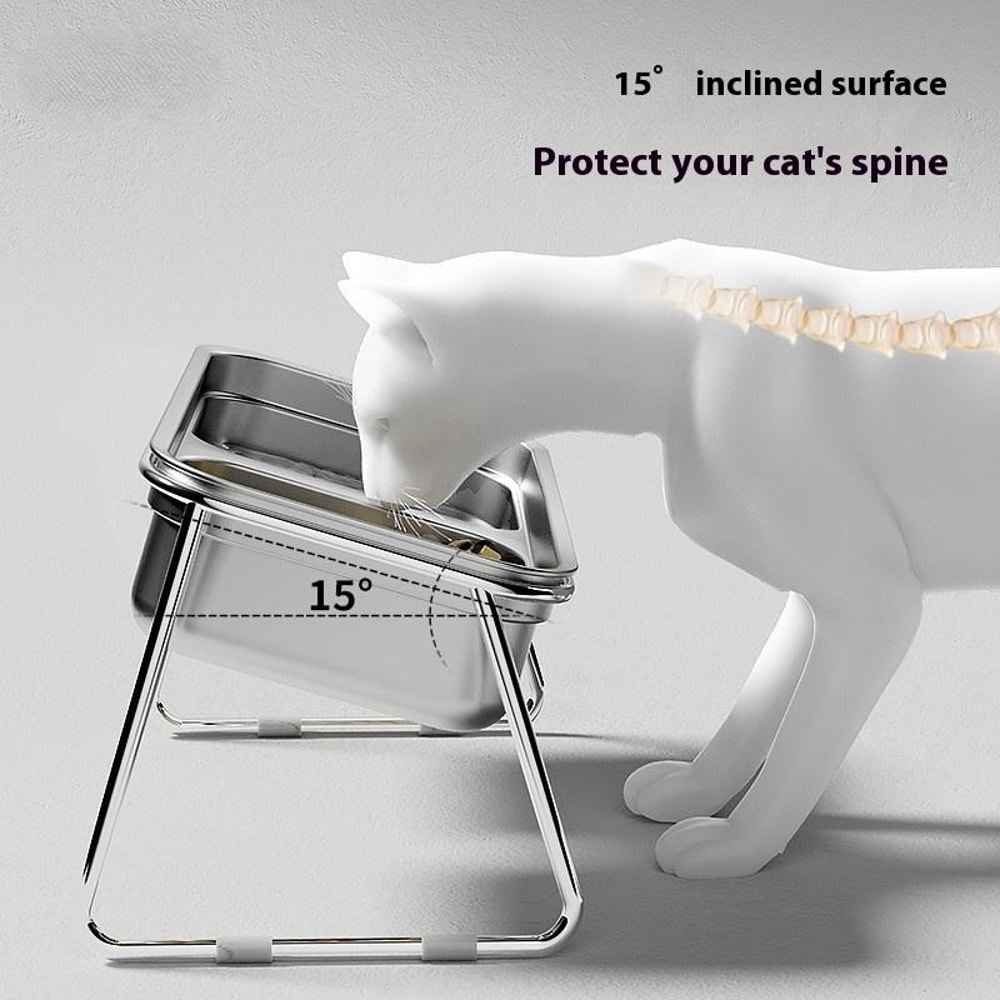 Stainless Steel AntiTip Pet Food Water Bowl For Cats Dogs Double Grain Bowls 2