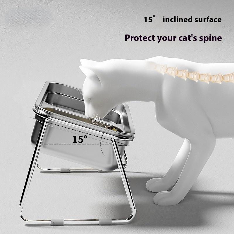 Stainless Steel AntiTip Pet Food Water Bowl For Cats Dogs Double Grain Bowls 2