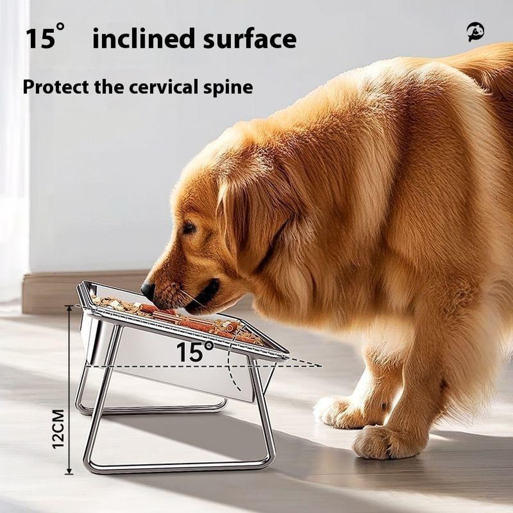 Stainless Steel AntiTip Pet Food Water Bowl For Cats Dogs Double Grain Bowls 4