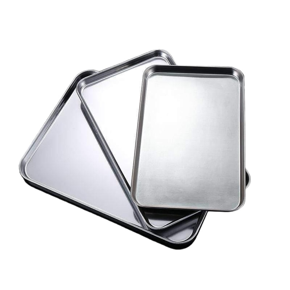 Stainless Steel Rice Noodle Serving Tray Rectangle Buffet Presentation Plate 1