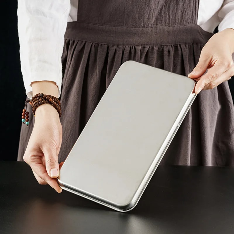 Stainless Steel Rice Noodle Serving Tray Rectangle Buffet Presentation Plate 2