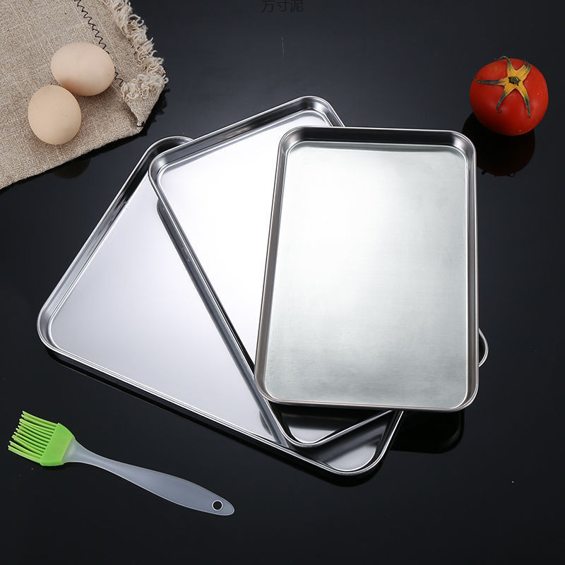 Stainless Steel Rice Noodle Serving Tray Rectangle Buffet Presentation Plate 4