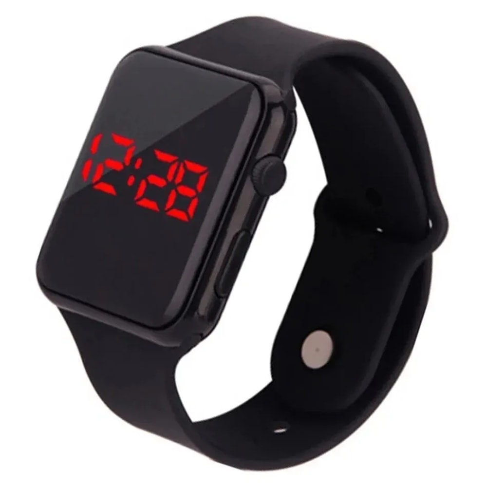 Fashionable LED Digital Watch for Men & Women Black Silicone Wristband, Casual Sports Watch