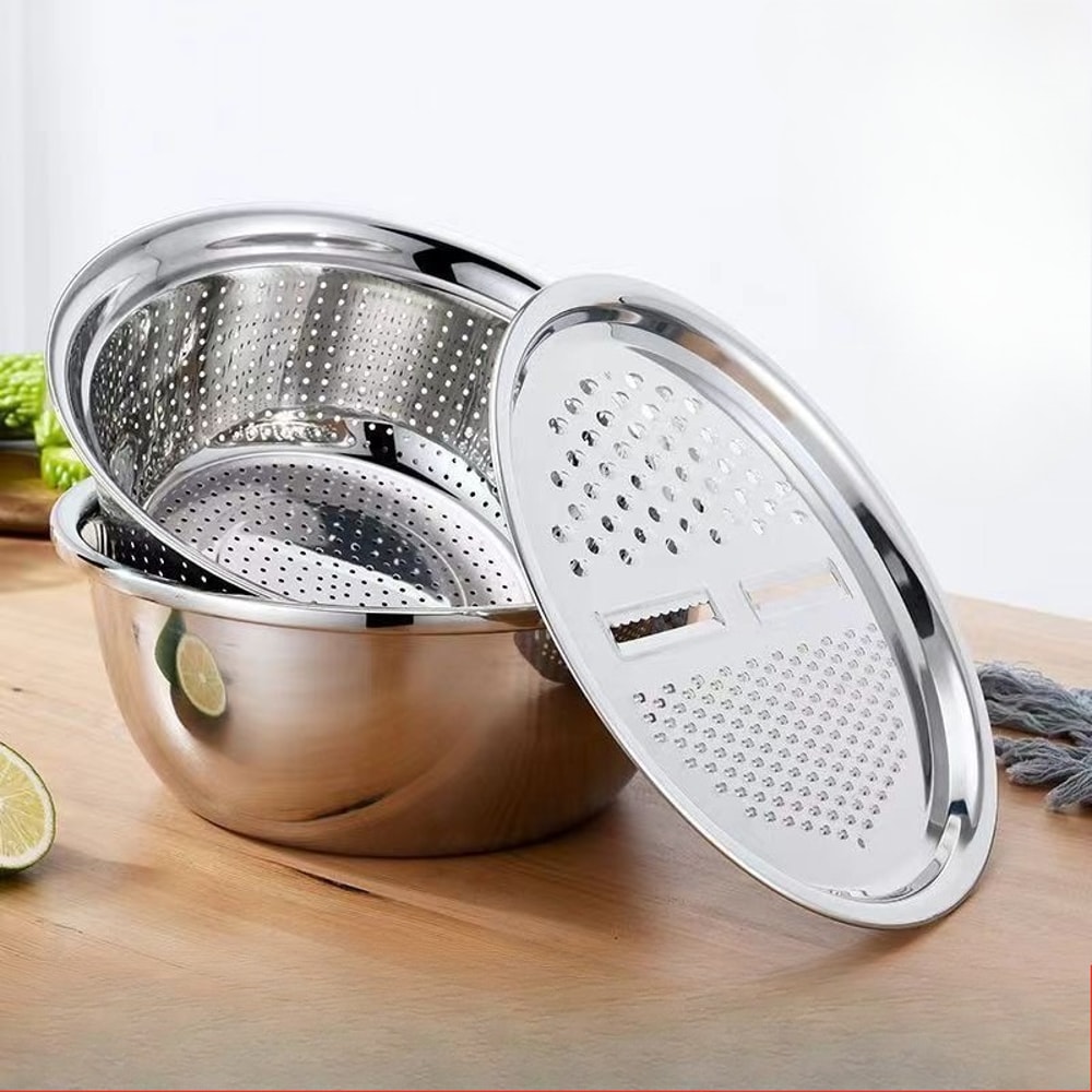 Vegetable Slicer With Stainless Steel Blades Multifunctional Potato Slicer And Drain Basket 2