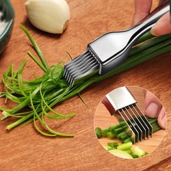 stainless steel green onion chopper knife with curved handle quick, efficient, and easy food prep