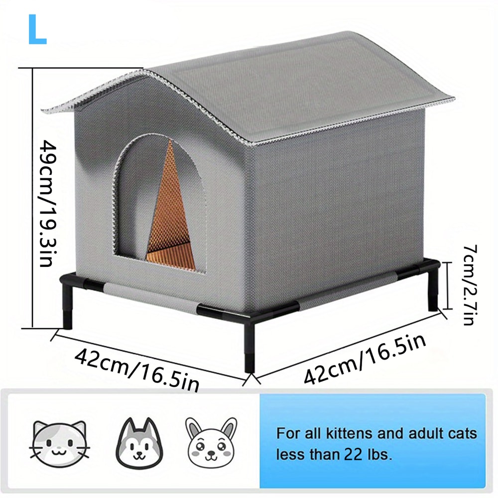 Foldable Stray Cat House With Mat Waterproof Winter Shelter For Outdoor Cats Small Dogs 8