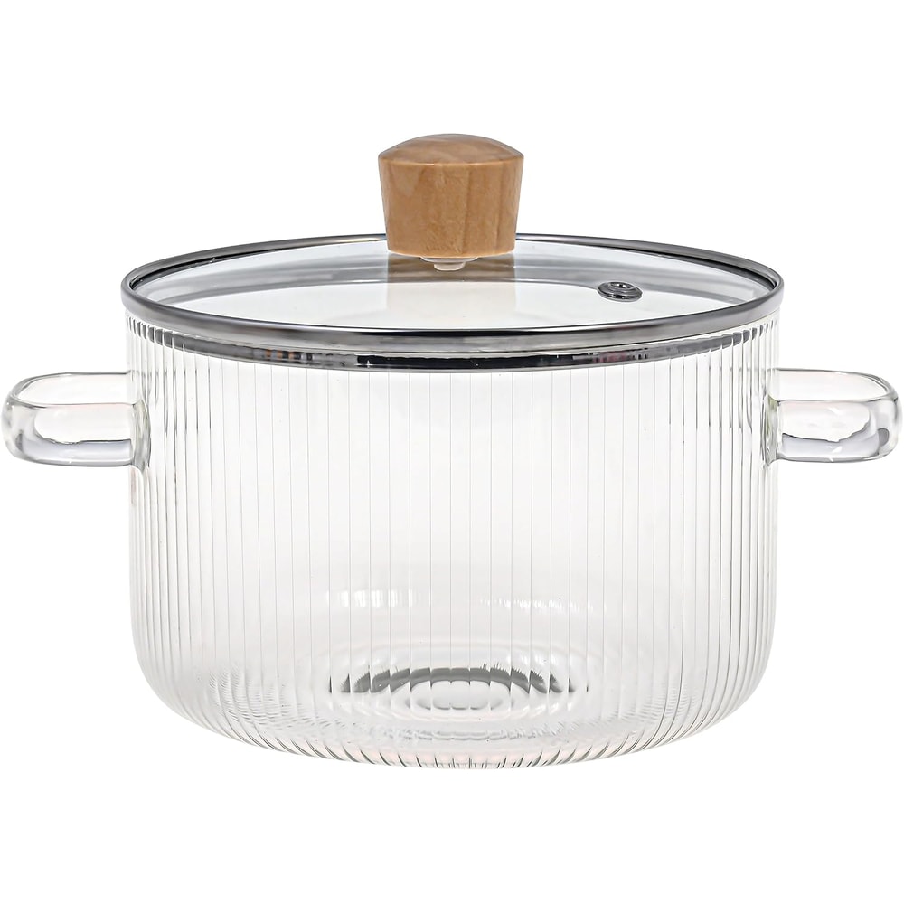 Covered Glass Cooking Pot With Lid Heat Resistant Glass Soup Pot Dual Handles Glass Saucepan For Ki 6