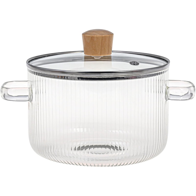 Covered Glass Cooking Pot With Lid Heat Resistant Glass Soup Pot Dual Handles Glass Saucepan For Ki 6