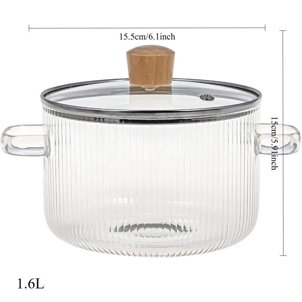 Covered Glass Cooking Pot With Lid Heat Resistant Glass Soup Pot Dual Handles Glass Saucepan For Ki 5