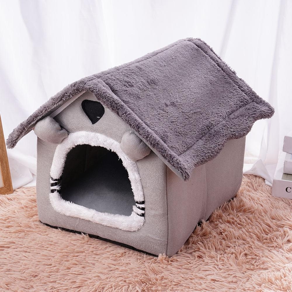 Foldable Dog House Kennel Bed Mat for Small to Medium Dogs & Cats Cozy Winter Warm Pet Bed Nest
