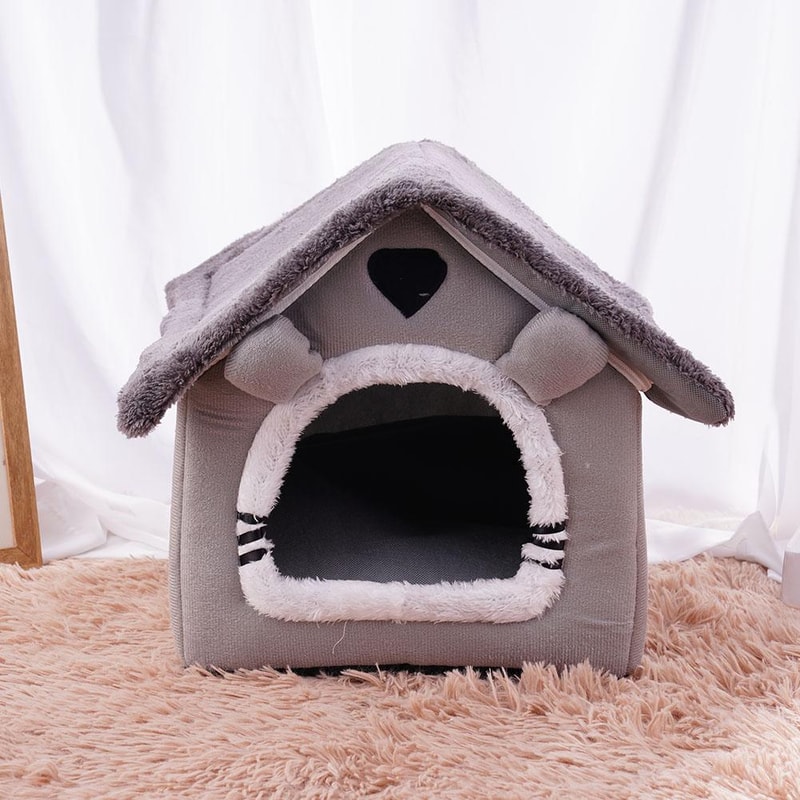 Foldable Dog House Kennel Bed Mat for Small to Medium Dogs & Cats Cozy Winter Warm Pet Bed Nest
