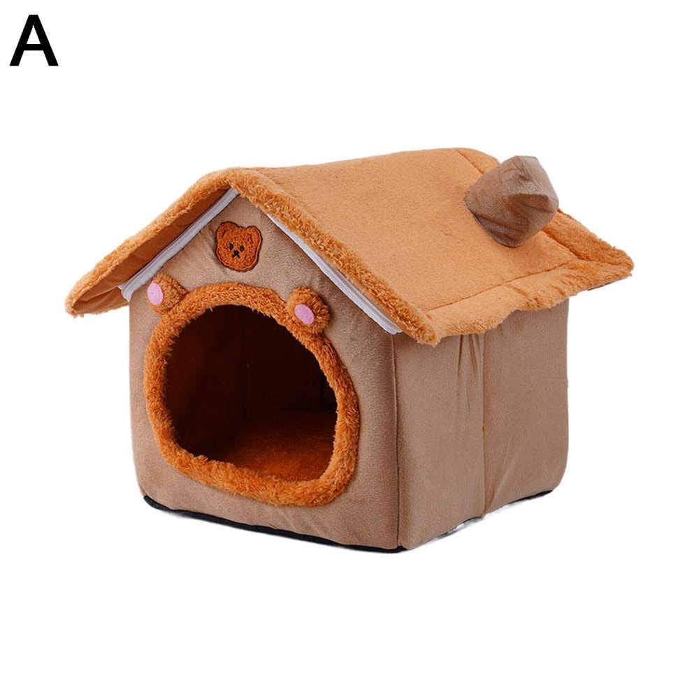 Foldable Dog House Kennel Bed Mat for Small to Medium Dogs & Cats Cozy Winter Warm Pet Bed Nest