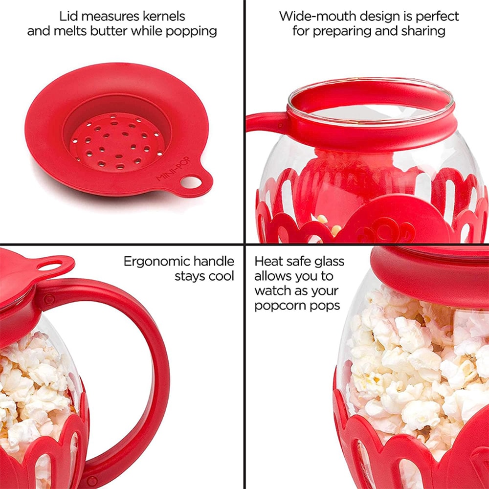 Microwave Glass Popcorn Popper With Silicone Lid Safe Easy Convenient Popcorn Maker 4