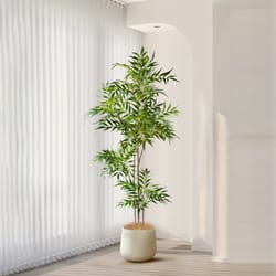 large artificial palm tree with real touch nandina leaves faux bamboo plant for home, garden, and office decor