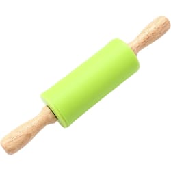 non-stick silicone rolling pin with wooden handle for baking and dough rolling