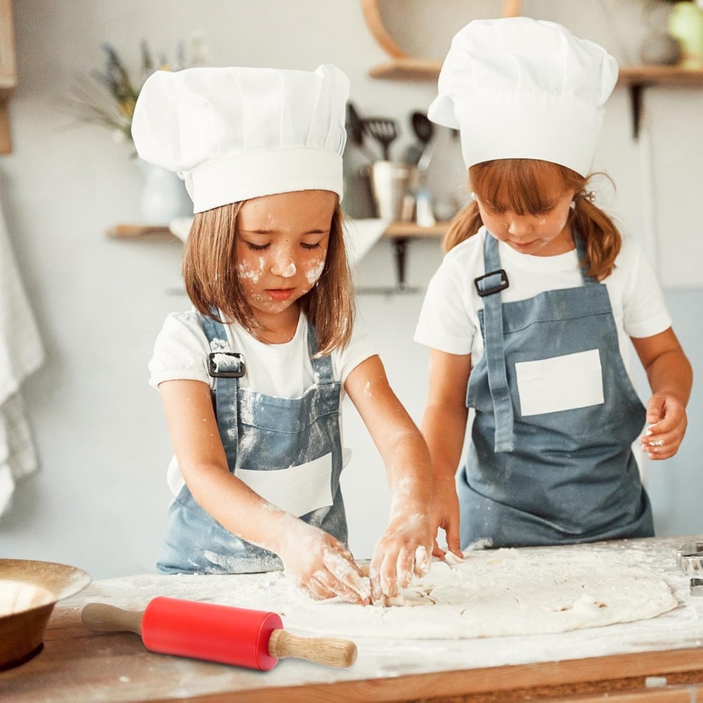 Non-Stick Silicone Rolling Pin with Wooden Handle for Baking and Dough Rolling