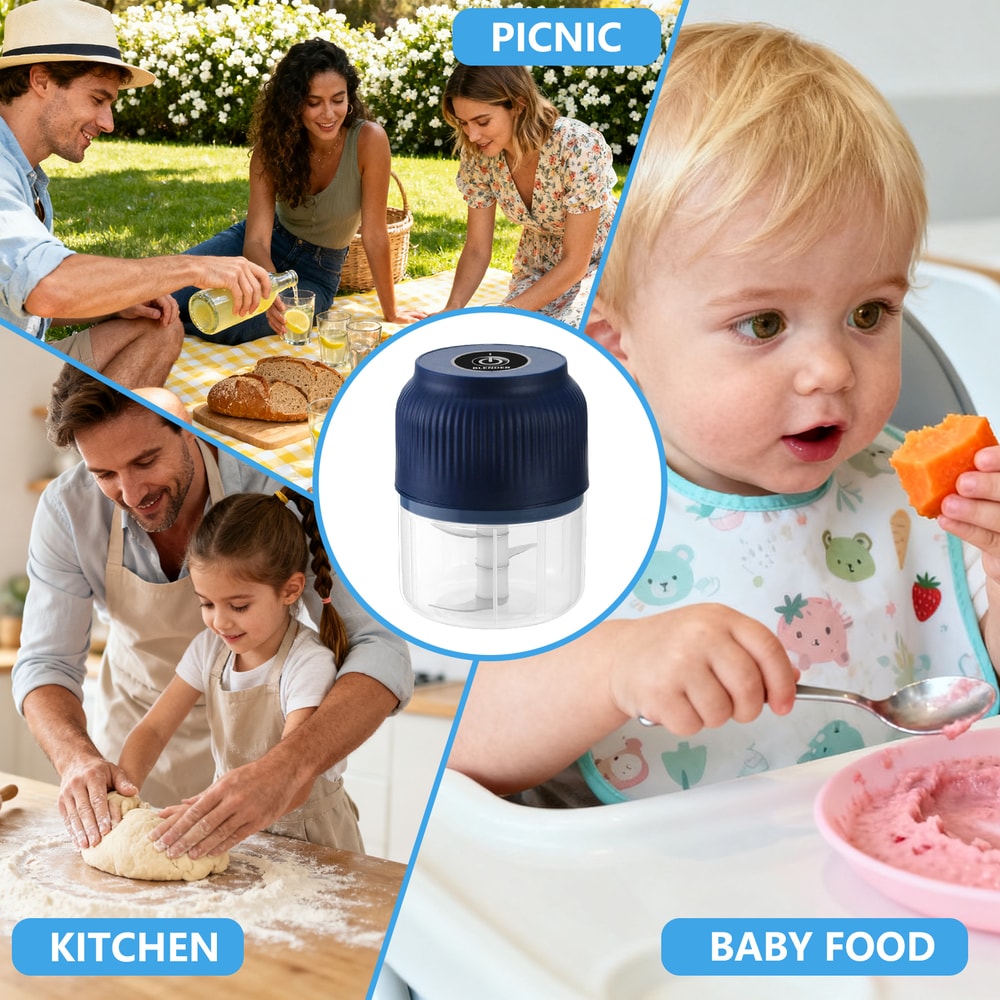 Electric Mini Garlic Chopper USB Meat Grinder Quick and Easy Crushing for Garlic, Ginger & Vegetables