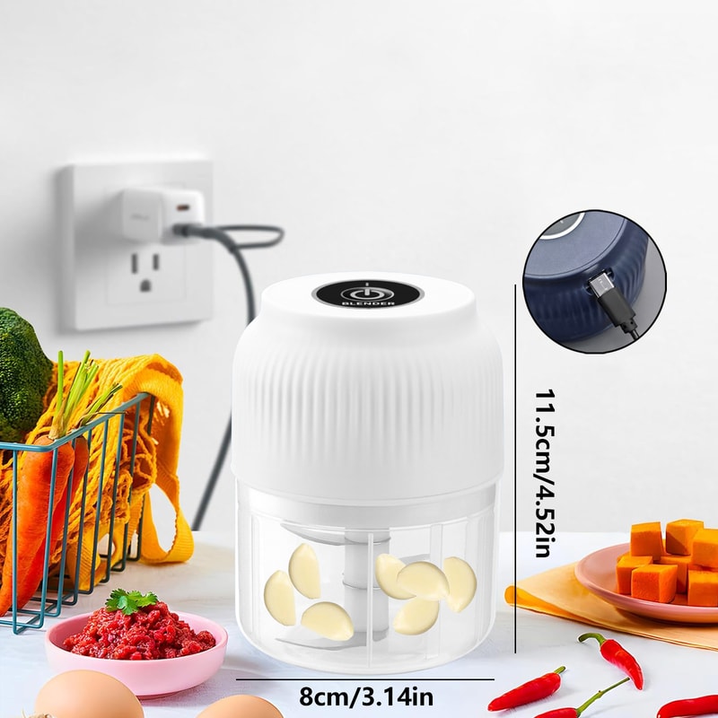 Electric Mini Garlic Chopper USB Meat Grinder Quick and Easy Crushing for Garlic, Ginger & Vegetables