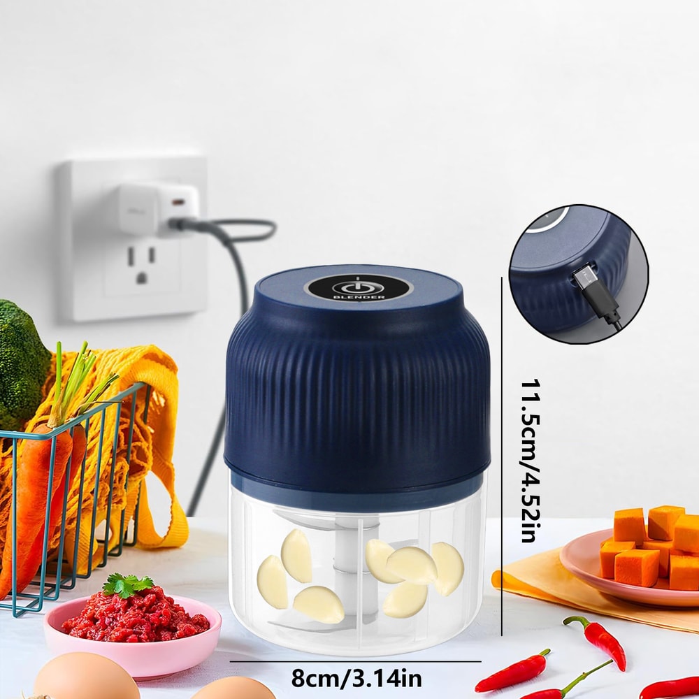 Electric Mini Garlic Chopper USB Meat Grinder Quick and Easy Crushing for Garlic, Ginger & Vegetables