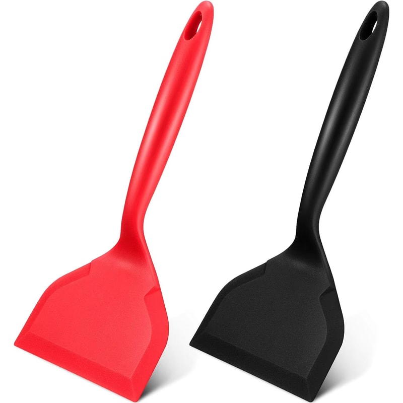 Wide Silicone Spatula Turner for Nonstick Cookware Flexible Fish & Egg Turner with Heat-Resistant Handle