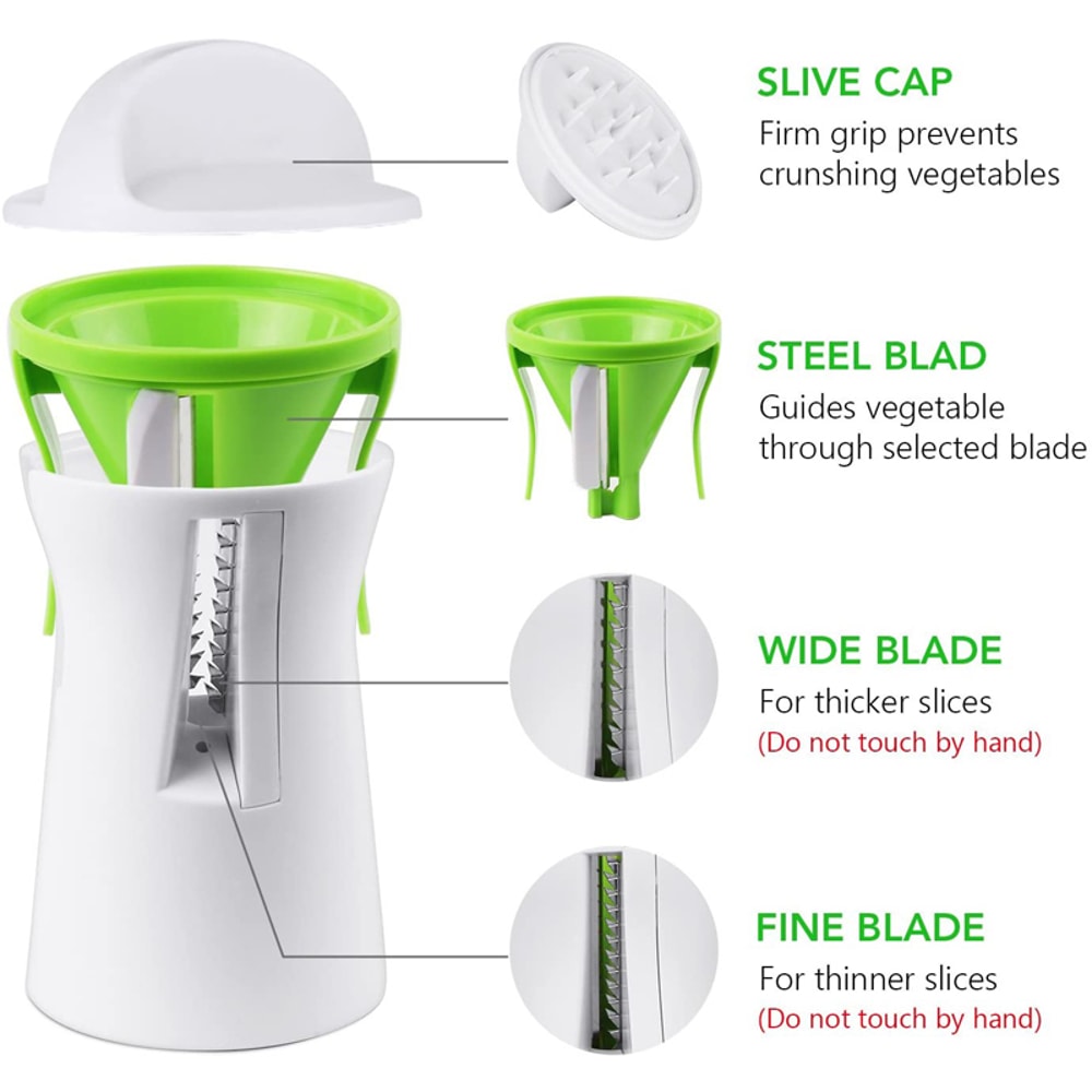 Heavy Duty Vegetable Spiralizer Cutter Zucchini Pasta Noodle Peeler With Portable Blades For Spagh 4