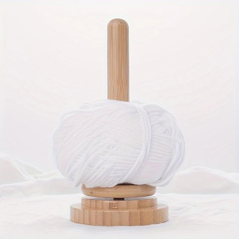 Bamboo Yarn Stand Wooden Winder Tabletop Rotary Yarn Spool Storage Organizer 0