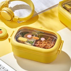 stainless steel heatable lunchbox with double side clips sealed, insulated portable food container