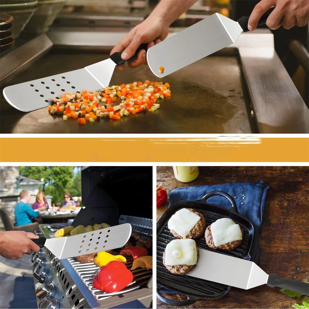 Extra Long Stainless Steel Barbecue Spatula With NonSlip Plastic Handle Premium Griddle Cooking Ute 3