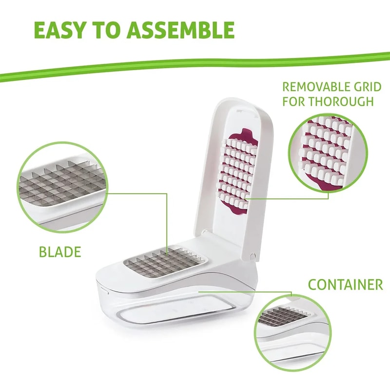 Vegetable Chopper with Storage Container Easy Pour Onion & Fruit Dicer with Stainless Steel Blades