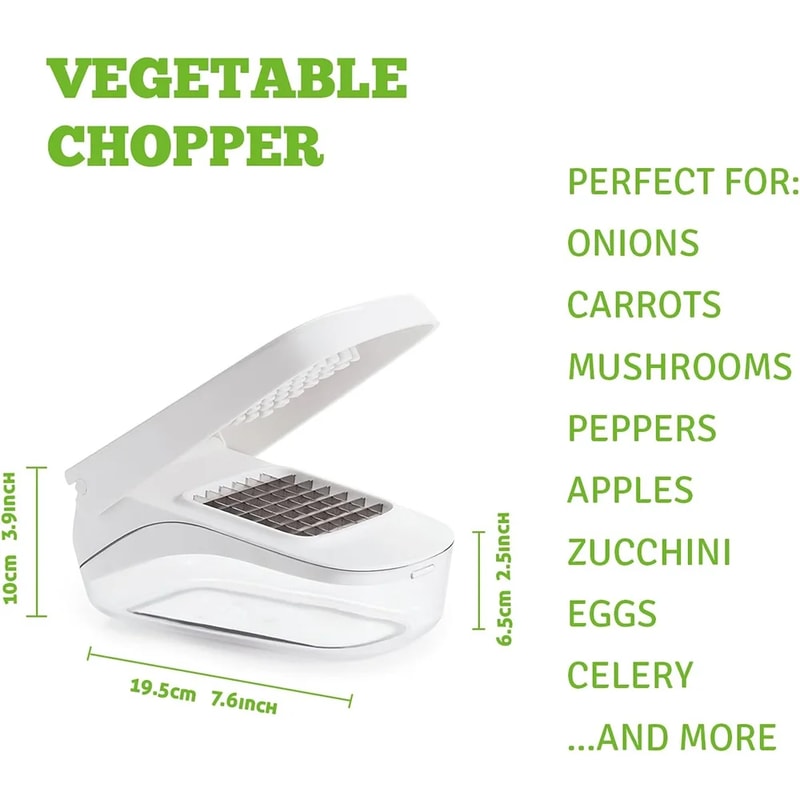 Vegetable Chopper with Storage Container Easy Pour Onion & Fruit Dicer with Stainless Steel Blades