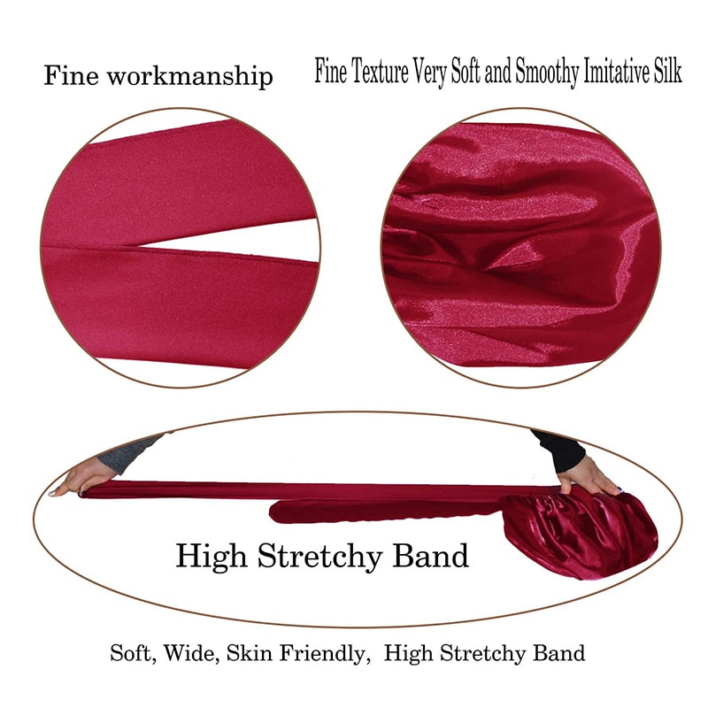 Silk Bonnet For Sleeping With Wide Band Stretch Satin Sleep Cap For Hair Protection 4