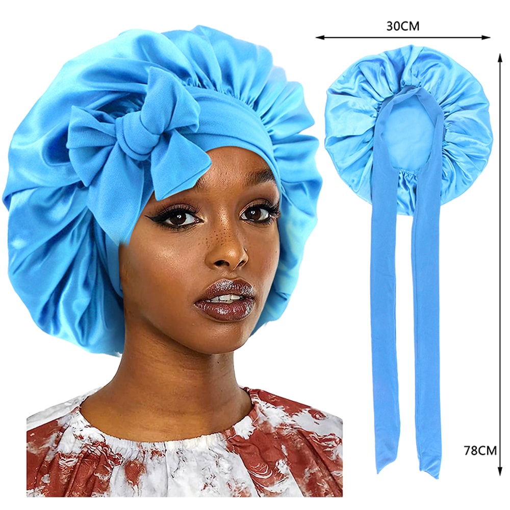Silk Bonnet For Sleeping With Wide Band Stretch Satin Sleep Cap For Hair Protection 9