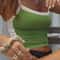 Green Backless Knitted Crop Top Summer Patchwork Cami For Women 3