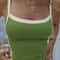 Green Backless Knitted Crop Top Summer Patchwork Cami For Women 5