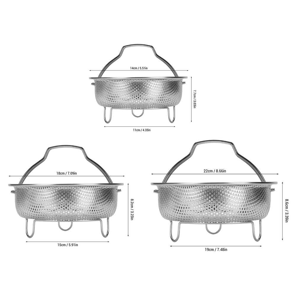Stainless Steel Steam Basket with Foldable Handle Perfect for Rice Cookers, Ovens, and Fryers
