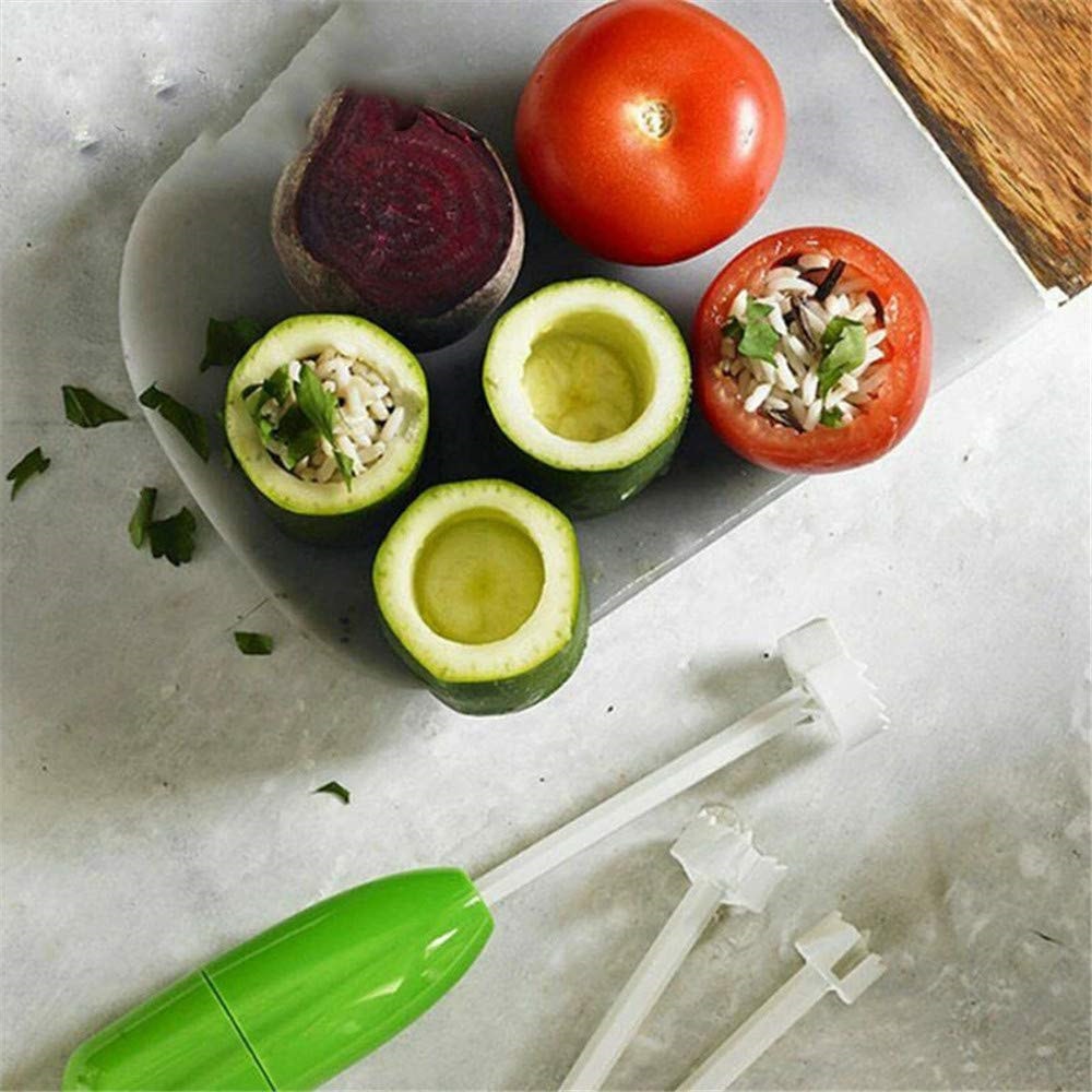 Fruit and Vegetable Corer Spiralizer Cutter Tool with Replaceable Heads for Effortless Carving and Digging
