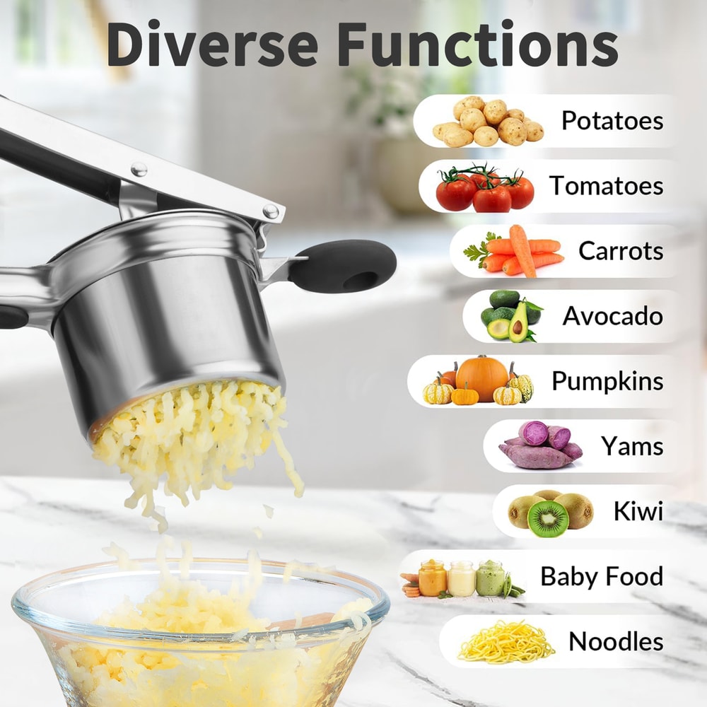 Stainless Steel Potato Ricer With Silicone Handle Durable Potato Masher For Smooth Creamy Mashed Po 1