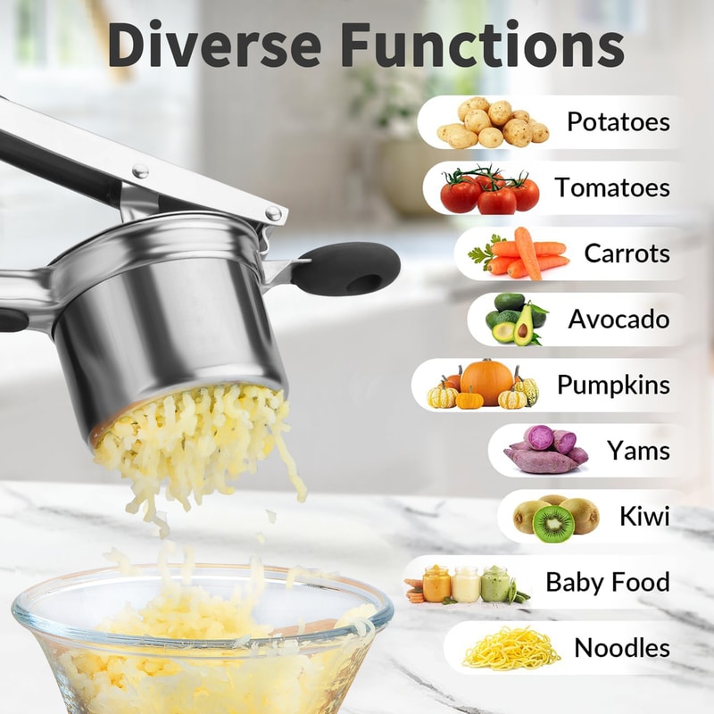 Stainless Steel Potato Ricer With Silicone Handle Durable Potato Masher For Smooth Creamy Mashed Po 1