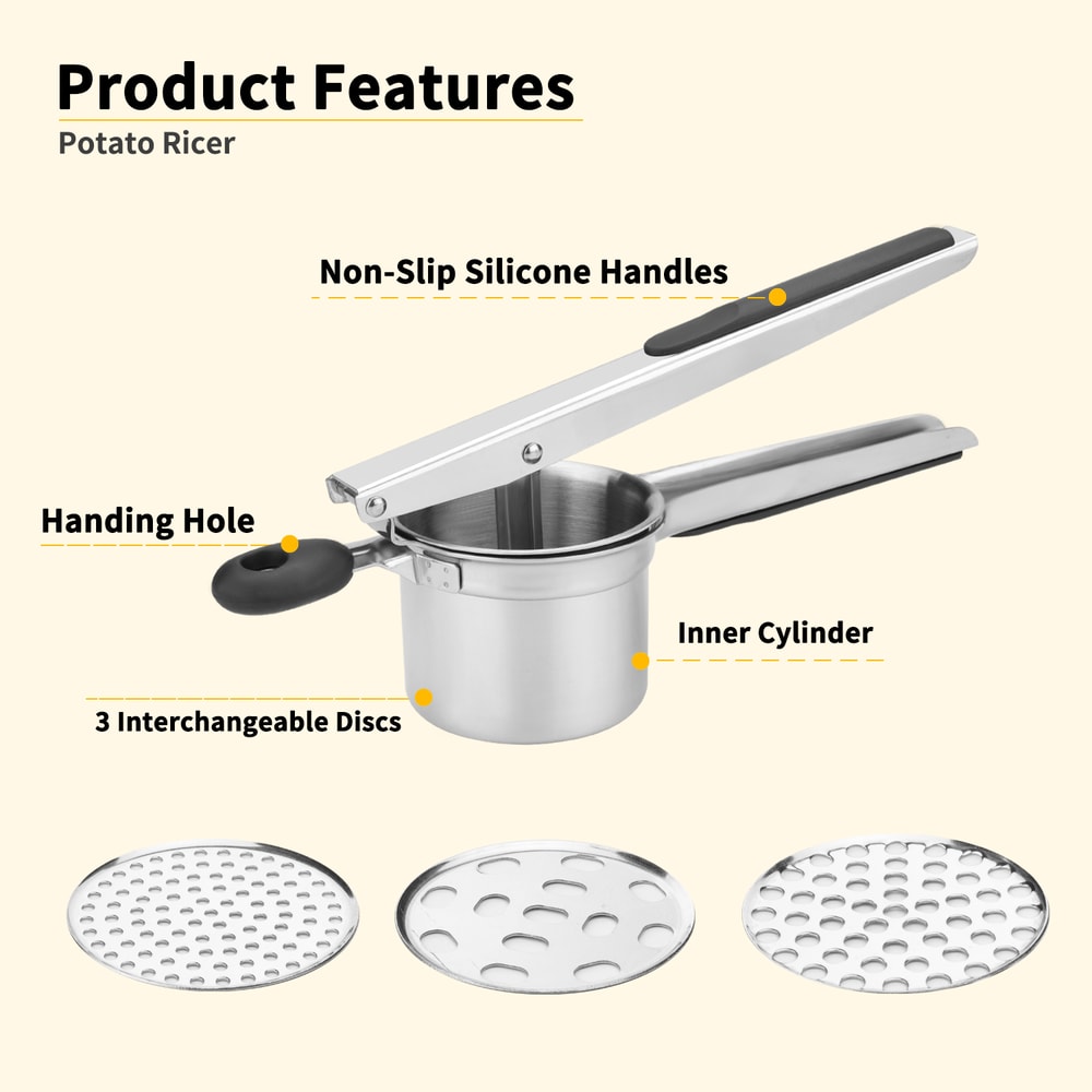 Stainless Steel Potato Ricer With Silicone Handle Durable Potato Masher For Smooth Creamy Mashed Po 3