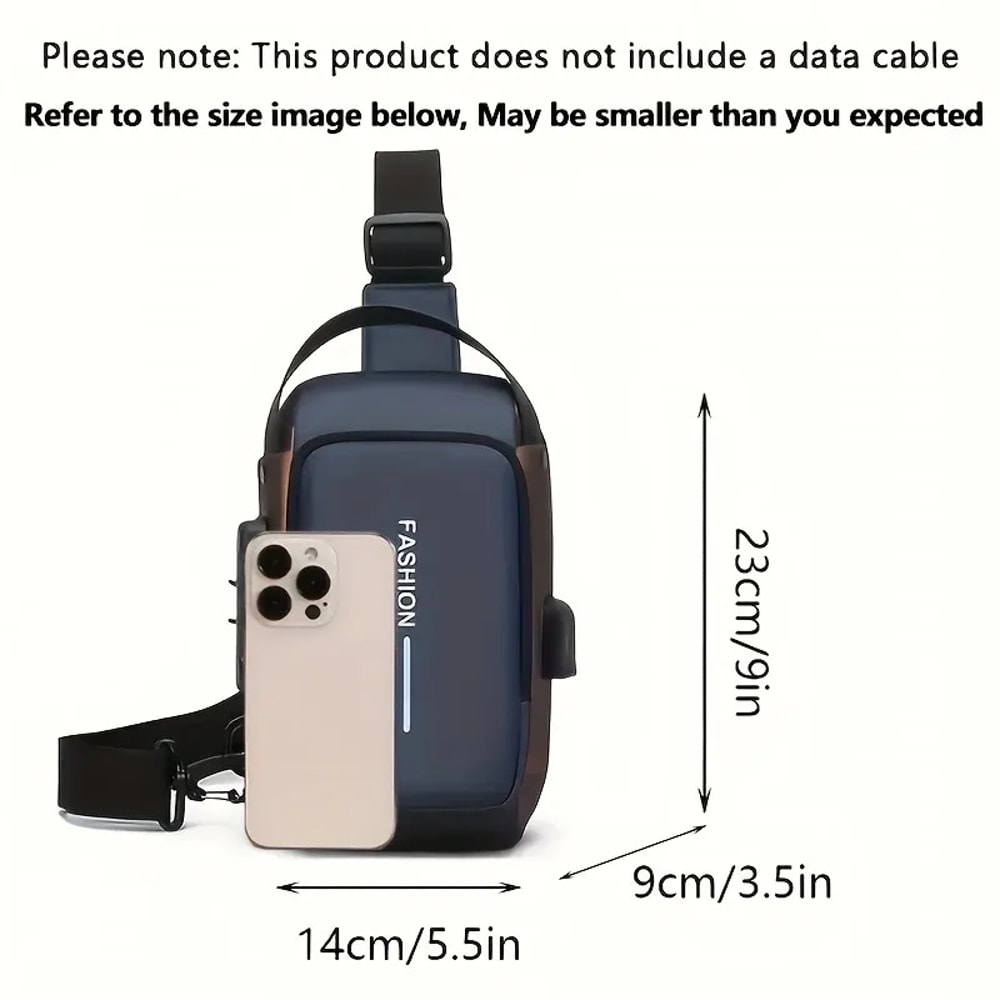 Durable Oxford Fabric Mens Sling Bag Stylish Motorcycle Crossbody Chest Pack With Phone Pocket Zip 5