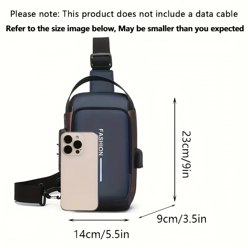 Durable Oxford Fabric Mens Sling Bag Stylish Motorcycle Crossbody Chest Pack With Phone Pocket Zip 5