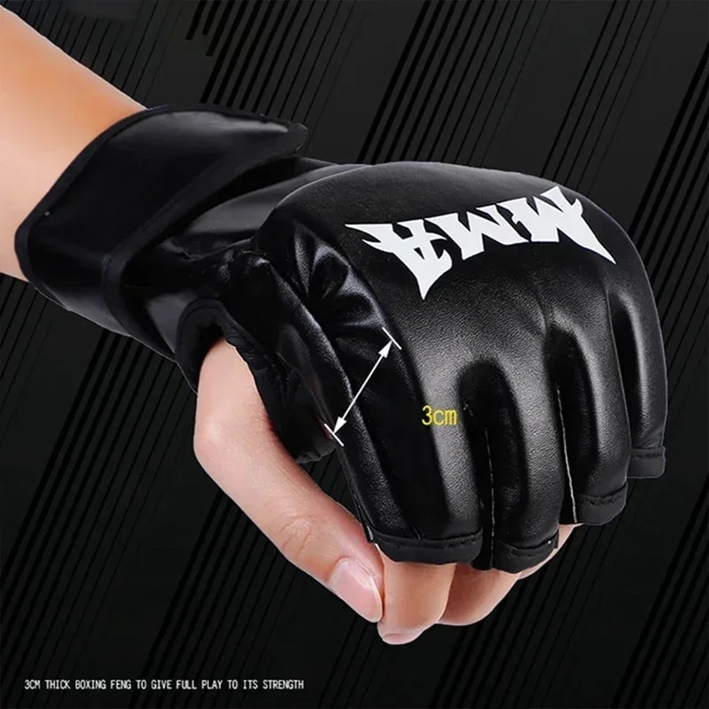 Professional Half Finger Boxing Gloves for Training Leather Cushion for Adult Sanda, and Sandbag Workouts