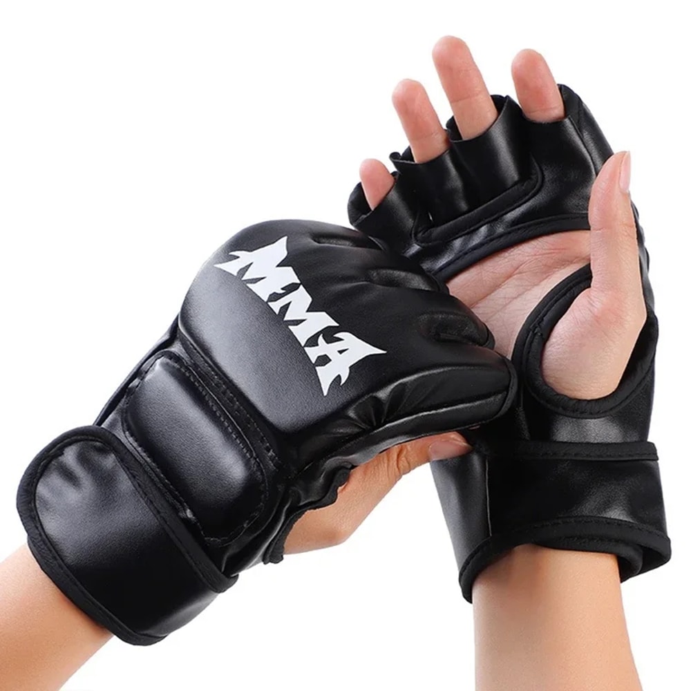 Professional Half Finger Boxing Gloves for Training Leather Cushion for Adult Sanda, and Sandbag Workouts