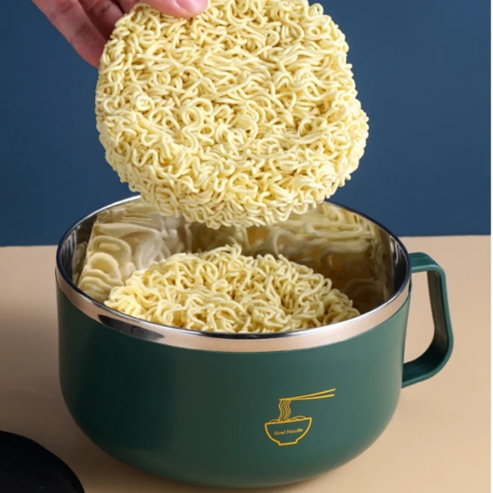Stainless Steel Noodle Bowl With Lid HeatResistant Instant Noodles Cooker 2