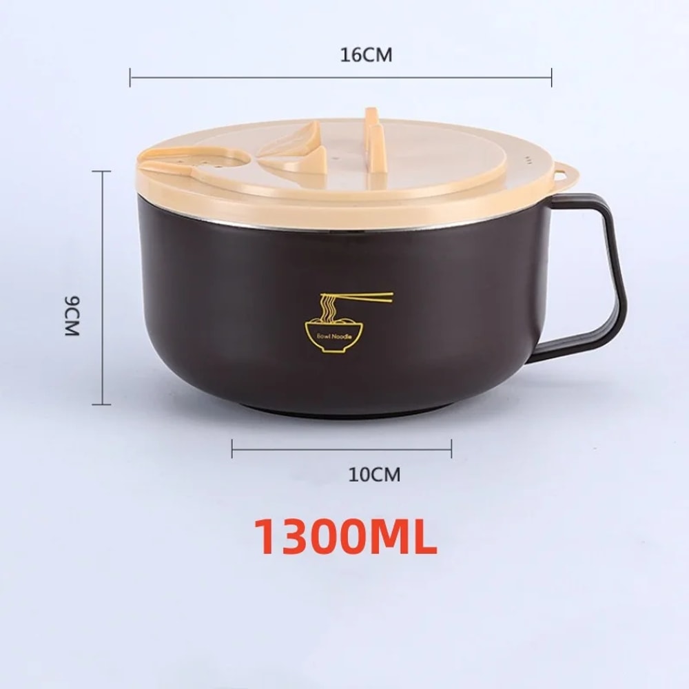 Stainless Steel Noodle Bowl With Lid HeatResistant Instant Noodles Cooker 10