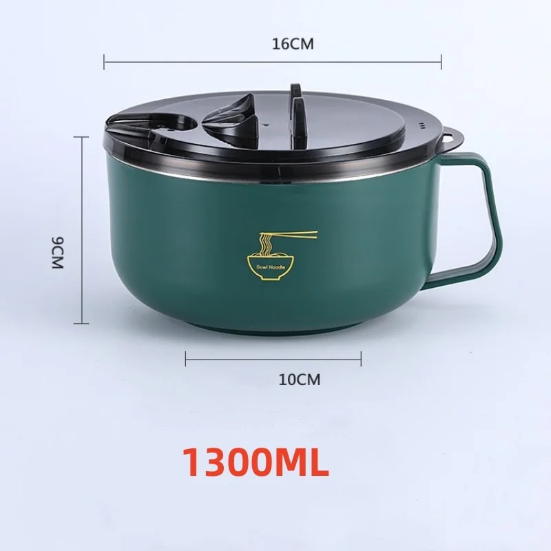 Stainless Steel Noodle Bowl With Lid HeatResistant Instant Noodles Cooker 11