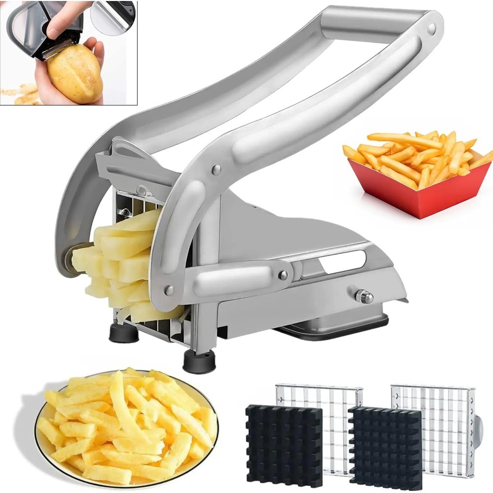 Stainless Steel Potato Cutter With Nonslip Suction Base Replacement Blades Vegetable And Chips Cho 3