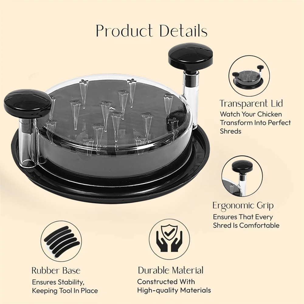 Chicken Shredder Tool Efficient Meat Breast Shredding and Mincing Grinder Machine for Chicken, Pork, and Beef with Lid